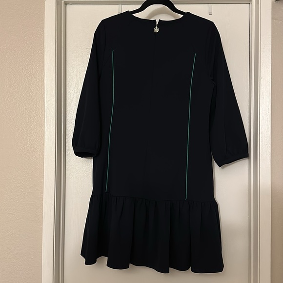 EUC Tommy Hilfiger Sheath Dress Size 10 Navy with Green Trim - Picture 3 of 9